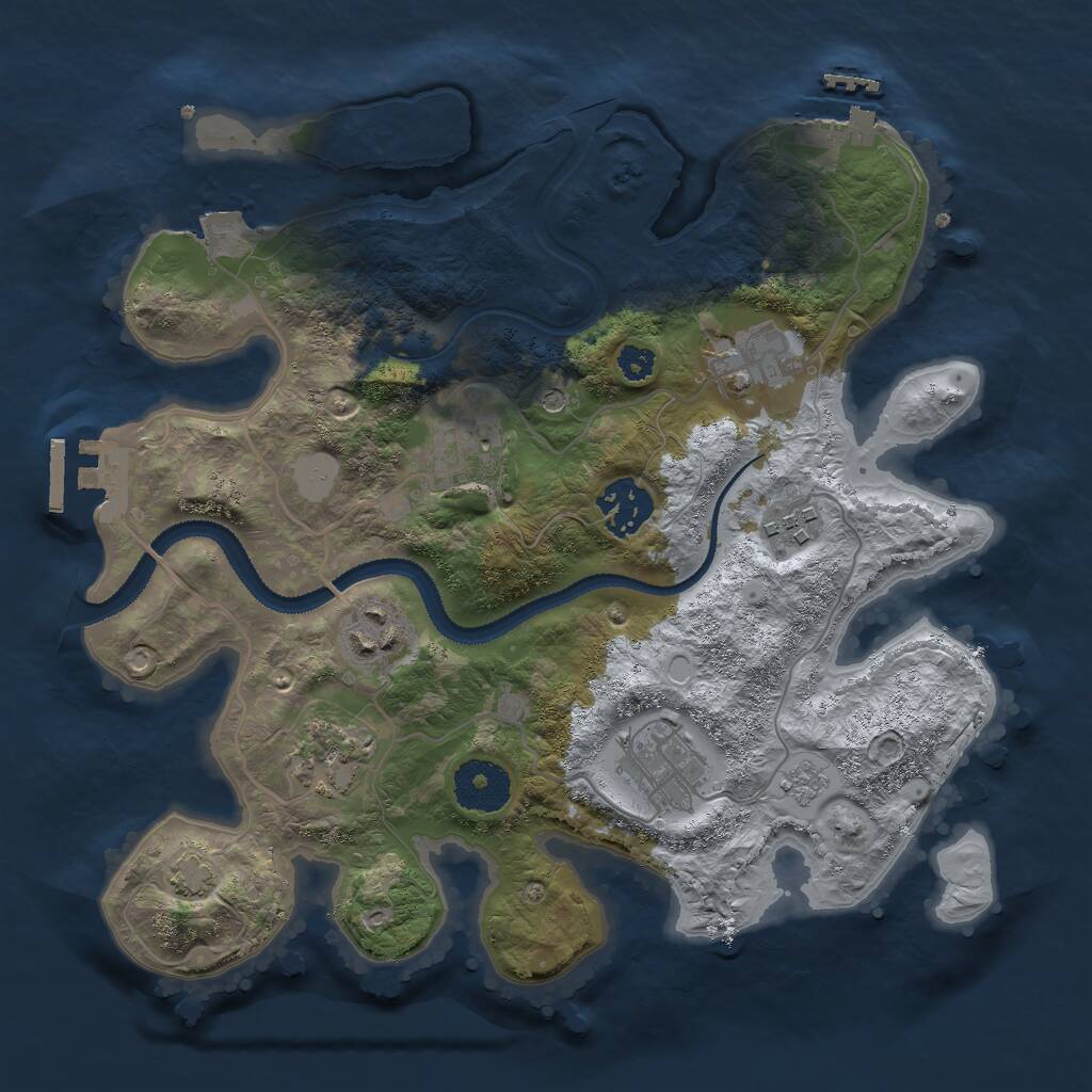 Rust Map: Procedural Map, Size: 3000, Seed: 1403023652, 13 Monuments