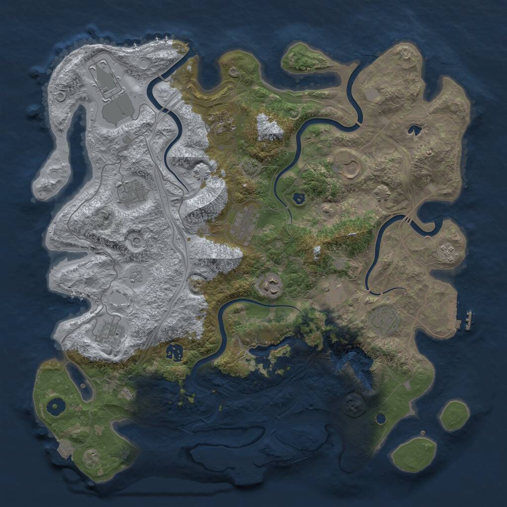 Rust Map: Procedural Map, Size: 4250, Seed: 633261063, 17 Monuments
