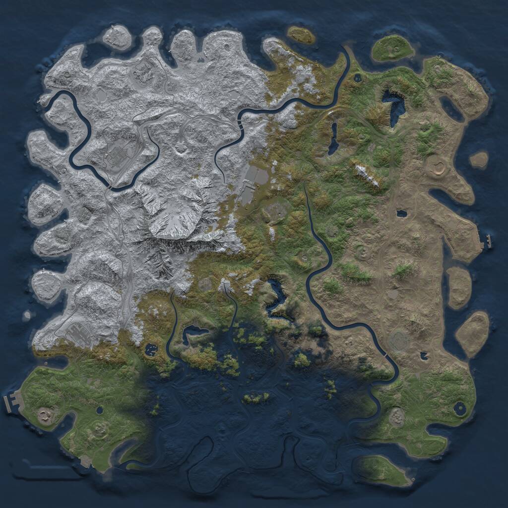 Rust Map: Procedural Map, Size: 6000, Seed: 356090188, 17 Monuments