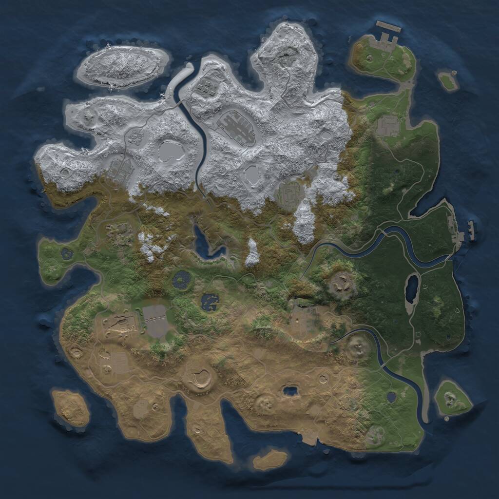 Rust Map: Procedural Map, Size: 4000, Seed: 997631, 19 Monuments