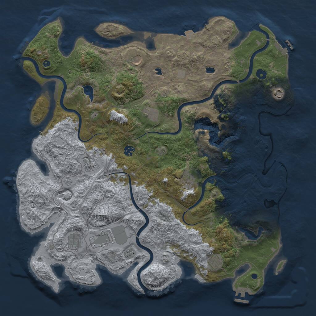 Rust Map: Procedural Map, Size: 4500, Seed: 1728012693, 16 Monuments