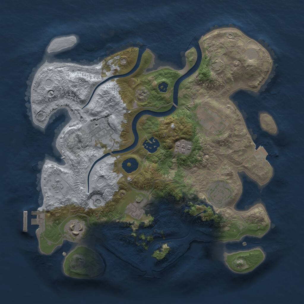 Rust Map: Procedural Map, Size: 3000, Seed: 760431783, 12 Monuments