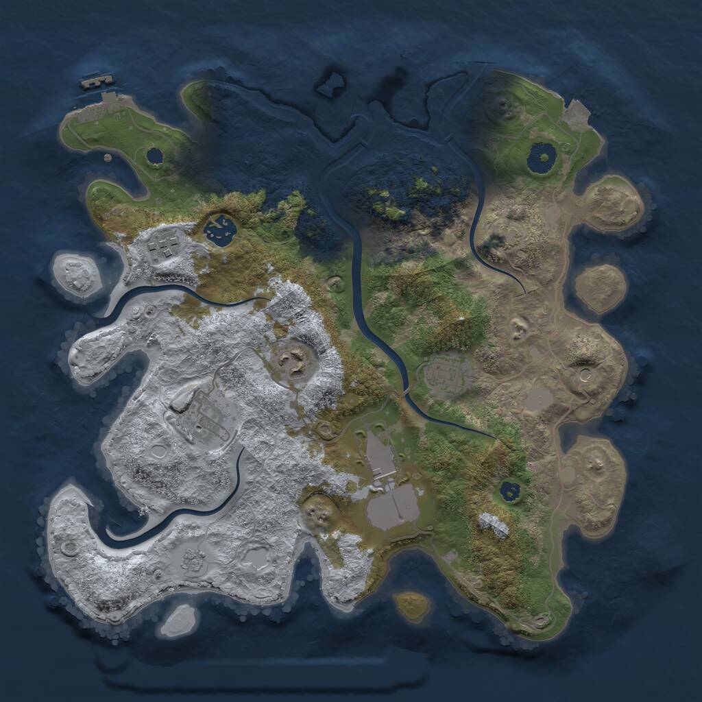 Rust Map: Procedural Map, Size: 3500, Seed: 561290688, 11 Monuments