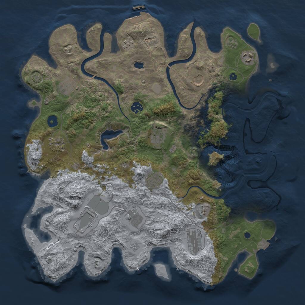 Rust Map: Procedural Map, Size: 4000, Seed: 1182674372, 16 Monuments