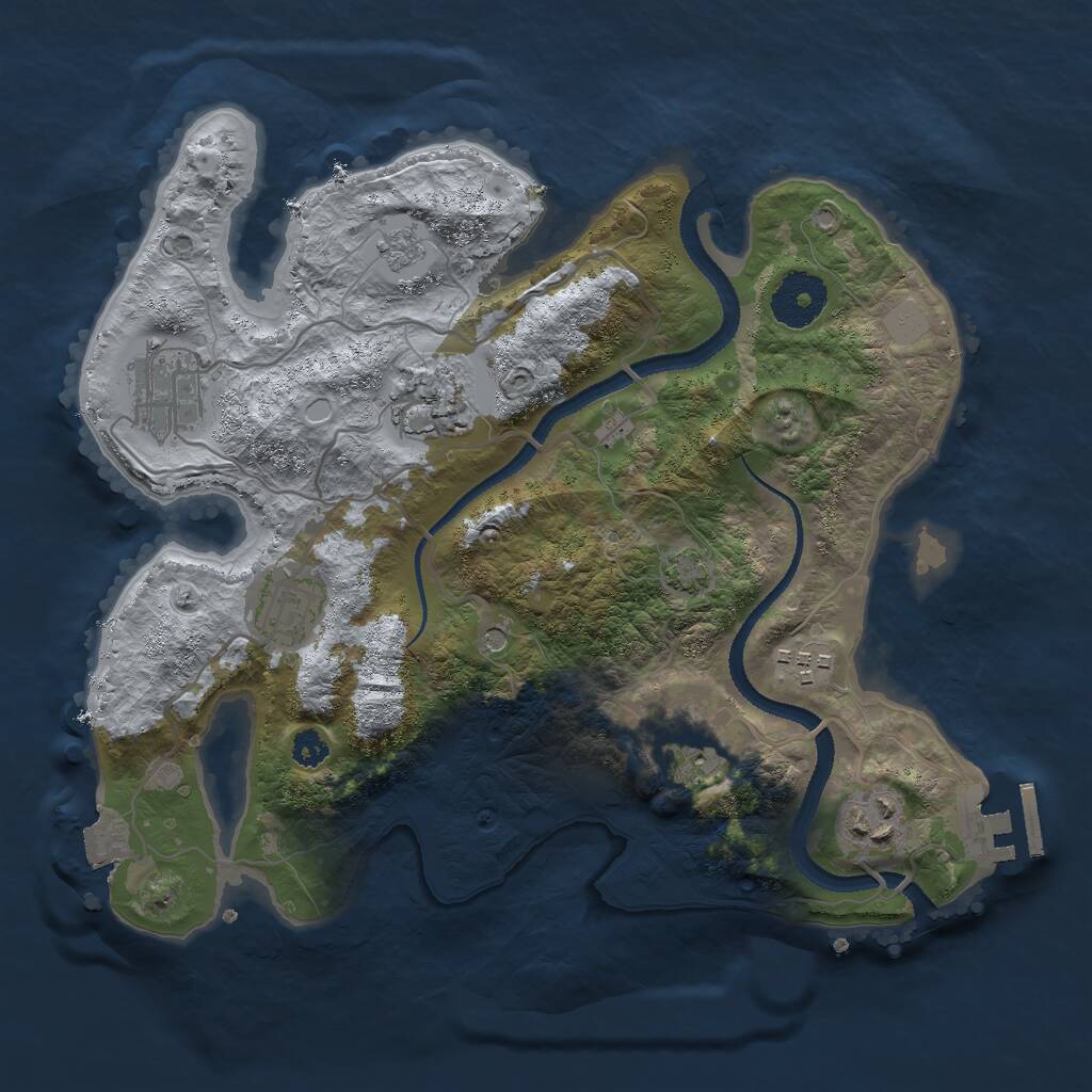 Rust Map: Procedural Map, Size: 3000, Seed: 440414037, 11 Monuments