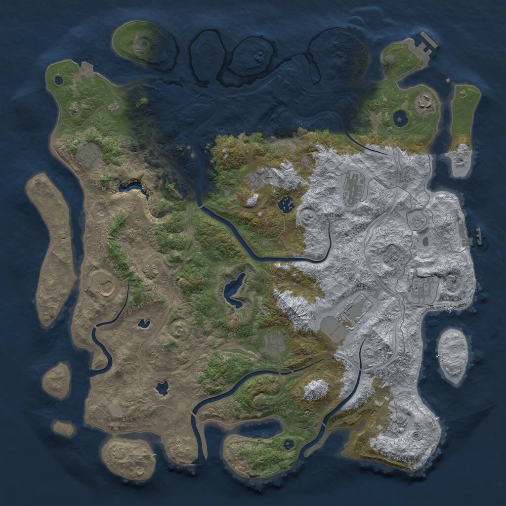 Rust Map: Procedural Map, Size: 4800, Seed: 1460796247, 17 Monuments