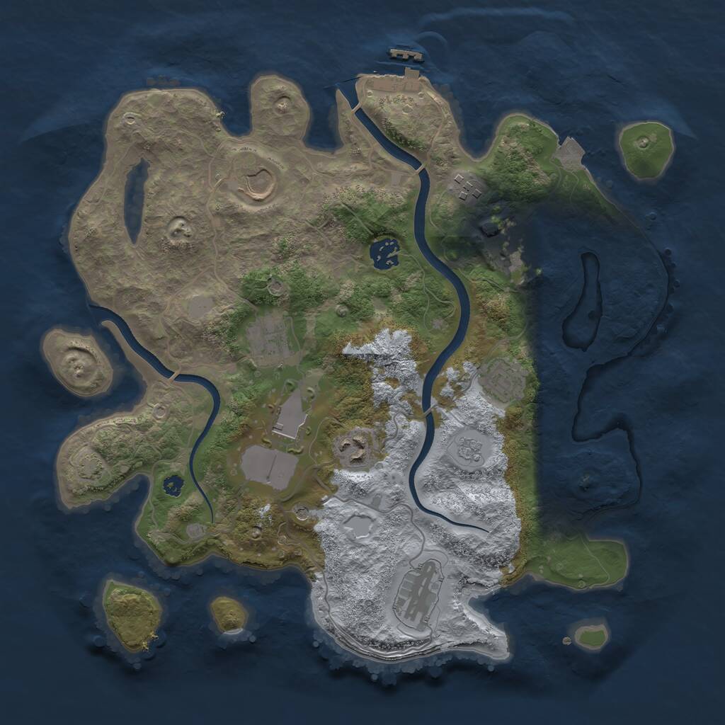 Rust Map: Procedural Map, Size: 3500, Seed: 303030, 14 Monuments