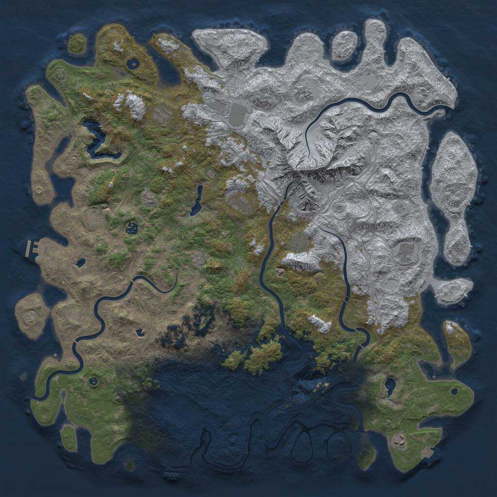 Rust Map: Procedural Map, Size: 6000, Seed: 451252, 17 Monuments