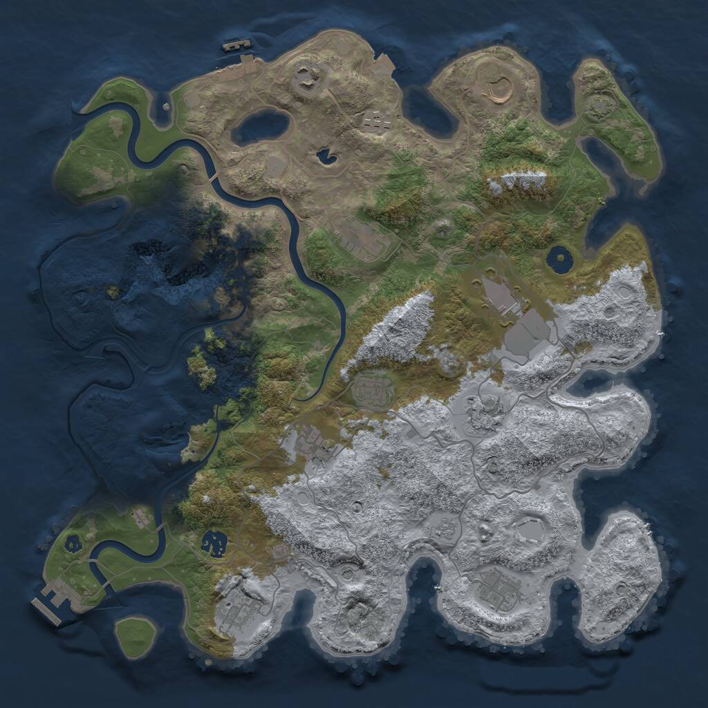 Rust Map: Procedural Map, Size: 4000, Seed: 2093106722, 17 Monuments