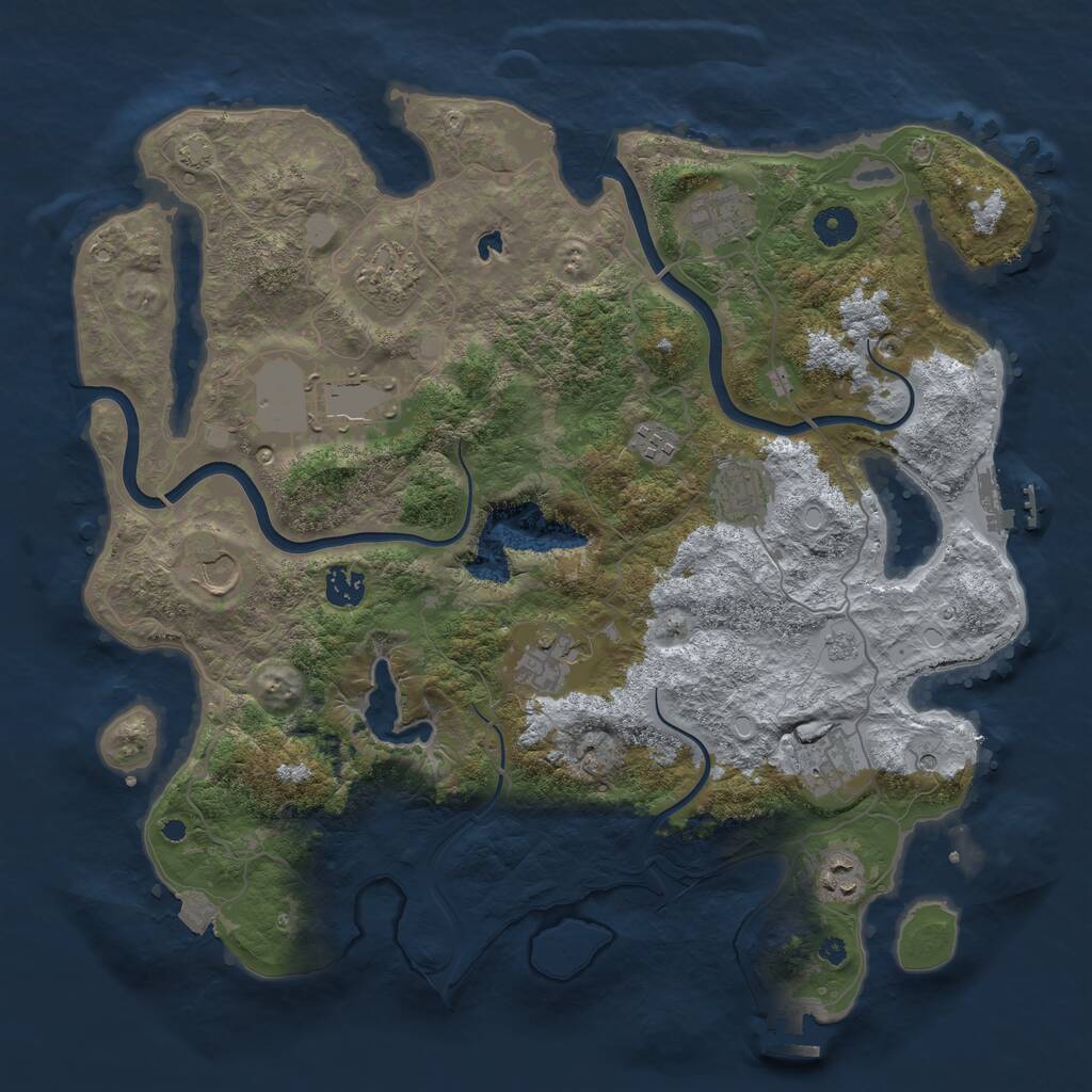 Rust Map: Procedural Map, Size: 4000, Seed: 89574, 16 Monuments