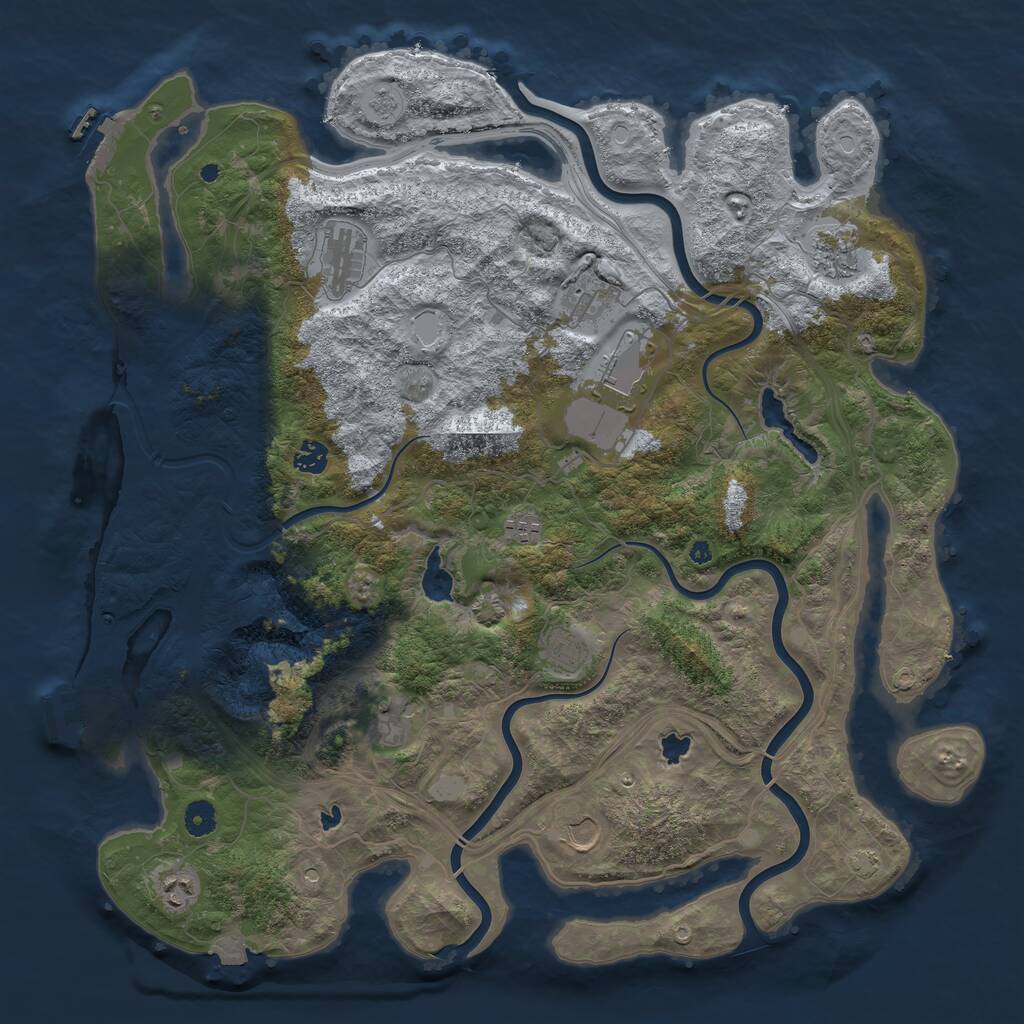 Rust Map: Procedural Map, Size: 4500, Seed: 291863043, 16 Monuments