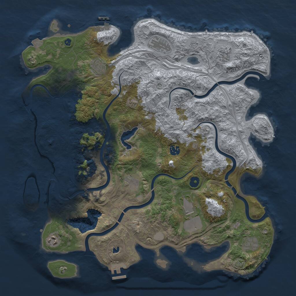 Rust Map: Procedural Map, Size: 4250, Seed: 2119402722, 15 Monuments