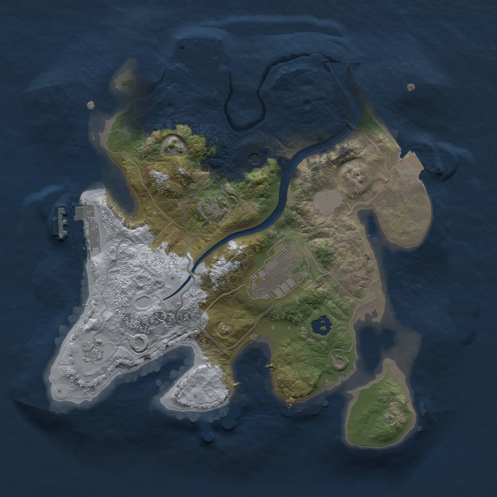 Rust Map: Procedural Map, Size: 2500, Seed: 1127938627, 7 Monuments