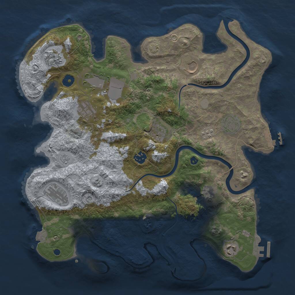 Rust Map: Procedural Map, Size: 3750, Seed: 925237910, 17 Monuments