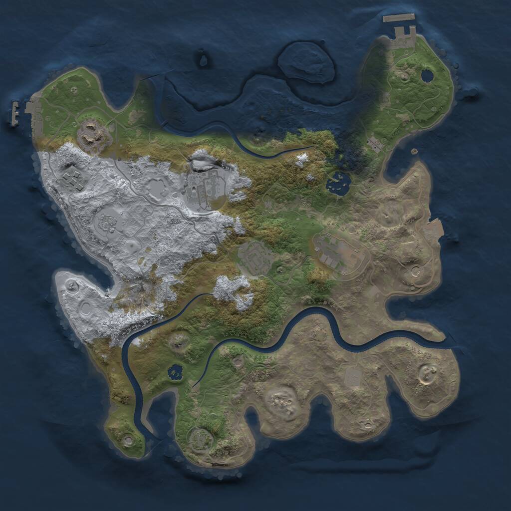 Rust Map: Procedural Map, Size: 3250, Seed: 1007544580, 12 Monuments