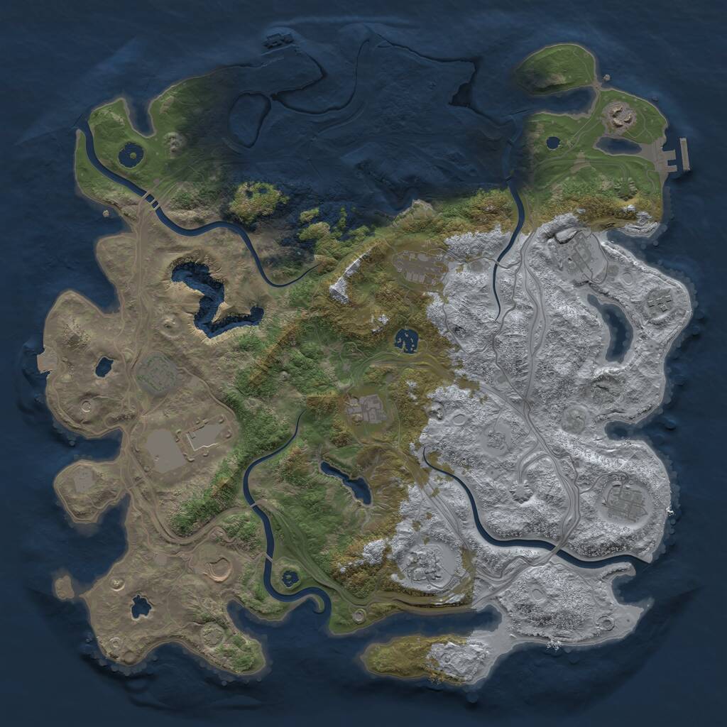 Rust Map: Procedural Map, Size: 4500, Seed: 1640845431, 17 Monuments