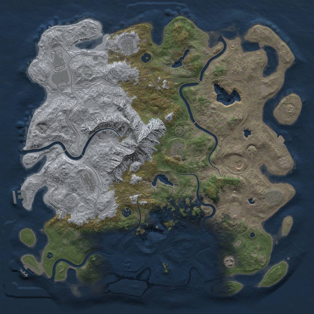 Rust Map: Procedural Map, Size: 5000, Seed: 266003, 17 Monuments