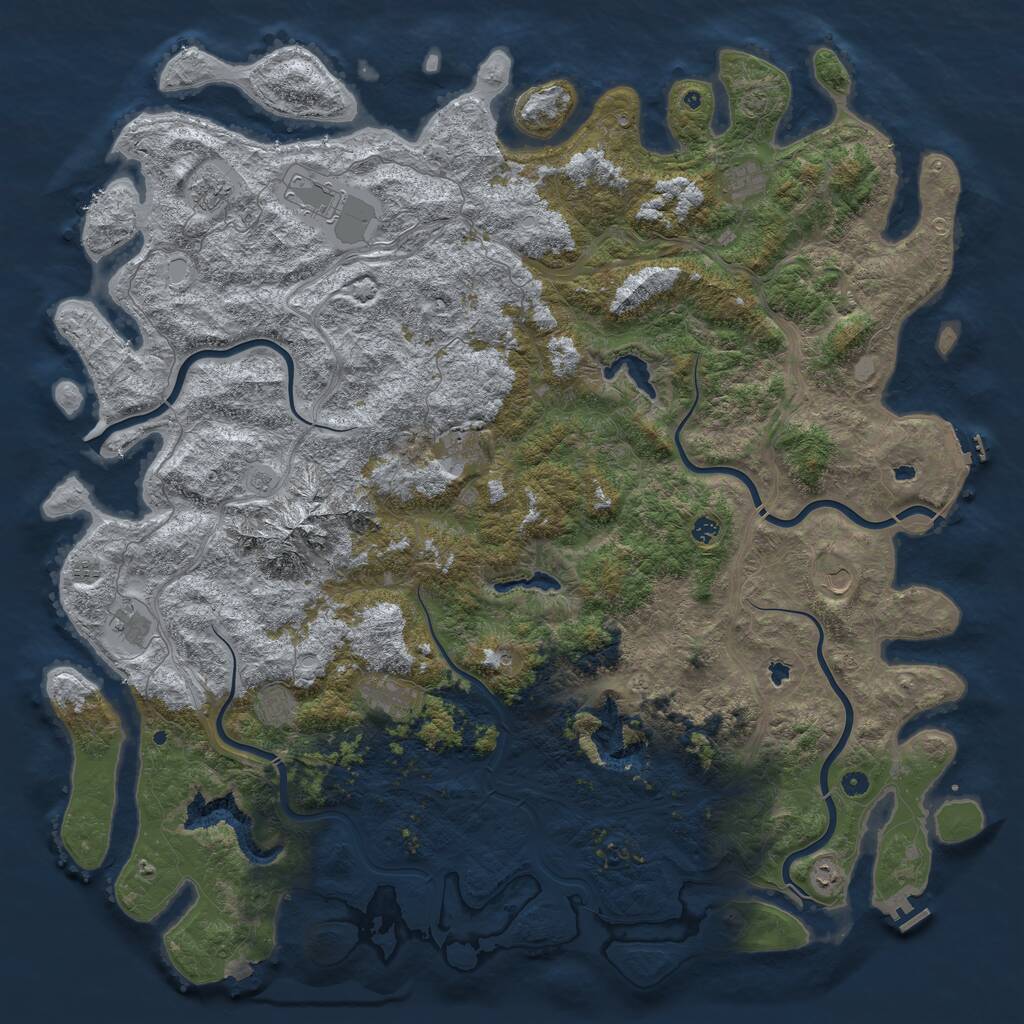 Rust Map: Procedural Map, Size: 6000, Seed: 689953313, 17 Monuments