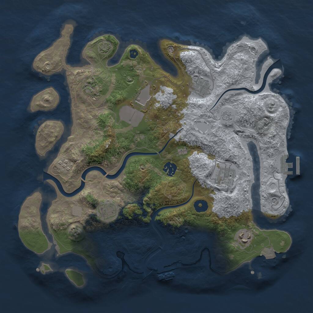Rust Map: Procedural Map, Size: 3500, Seed: 12727, 14 Monuments