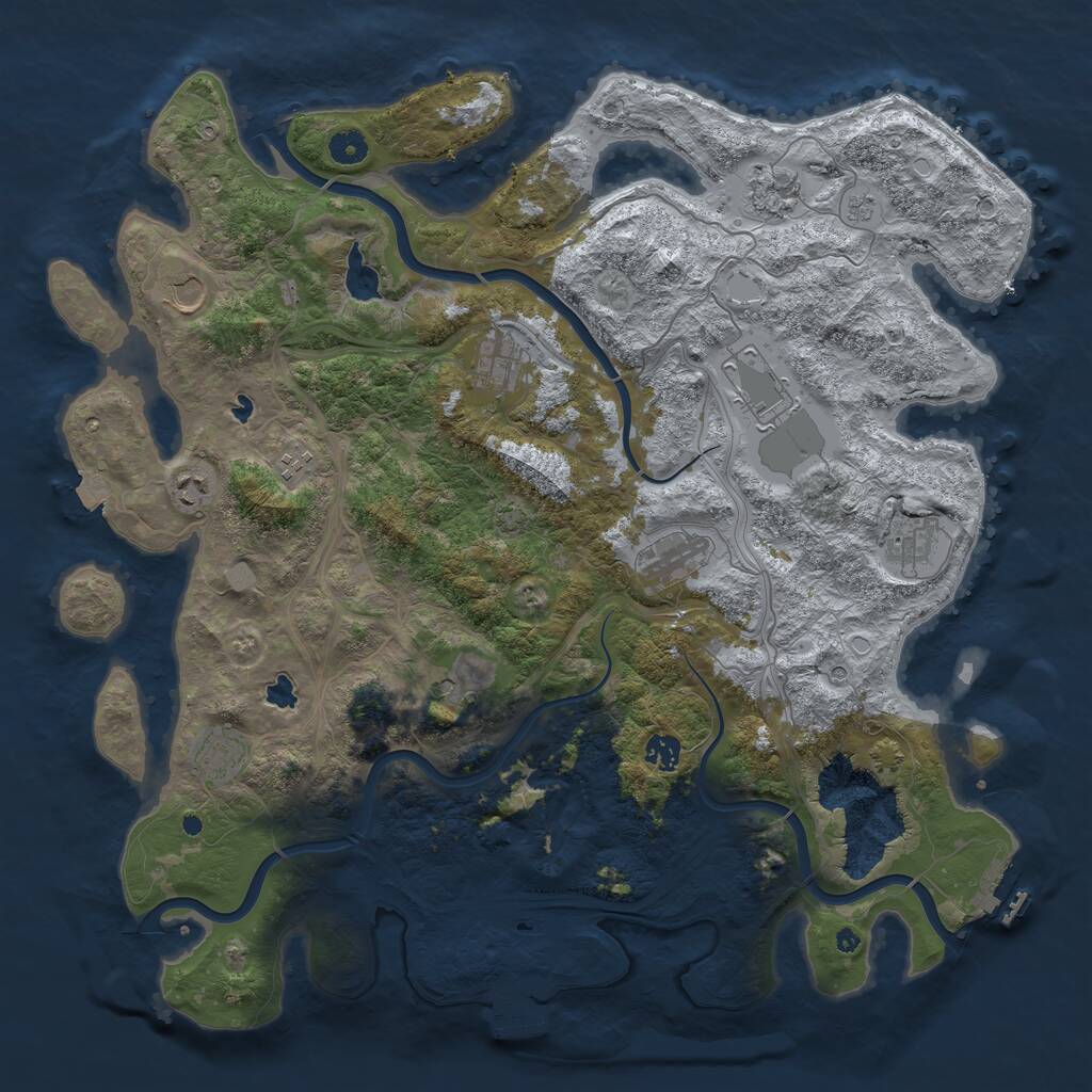 Rust Map: Procedural Map, Size: 4500, Seed: 1893876850, 17 Monuments
