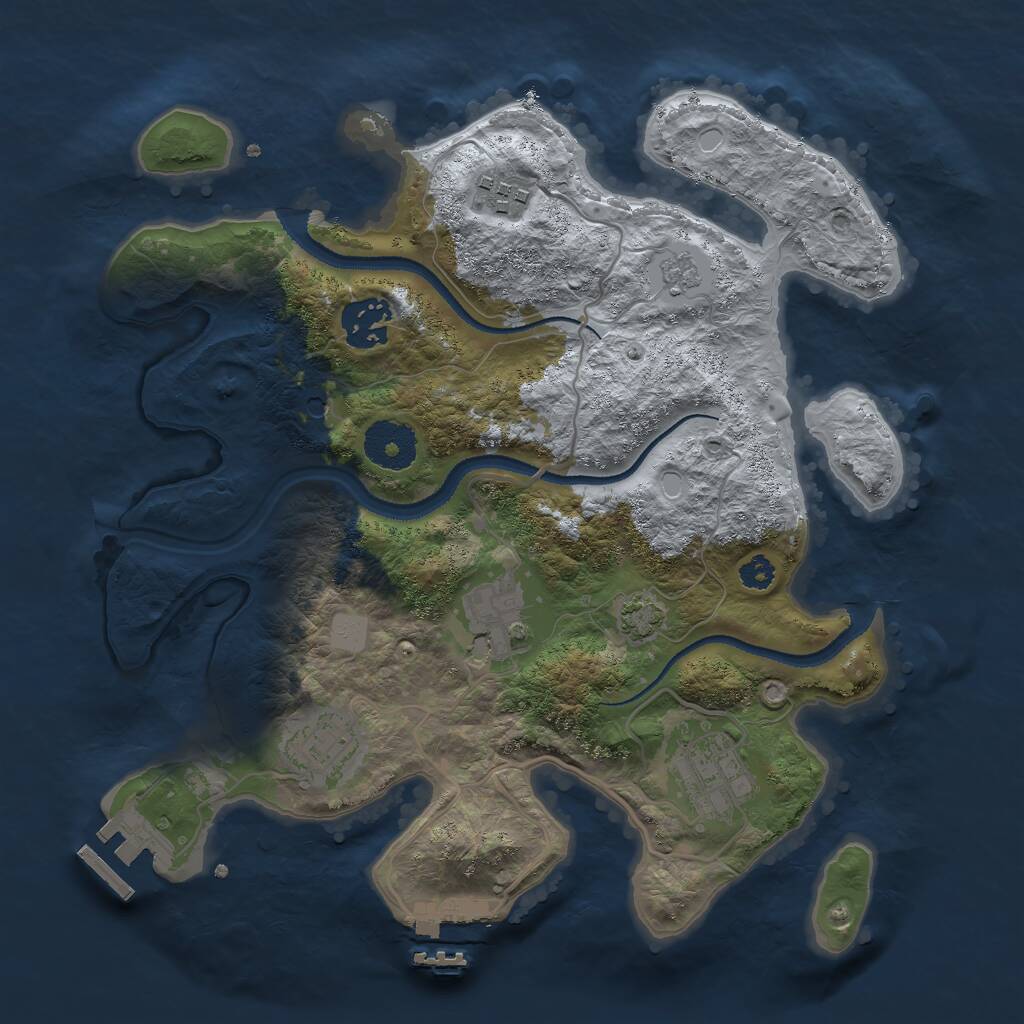 Rust Map: Procedural Map, Size: 3000, Seed: 5001, 11 Monuments