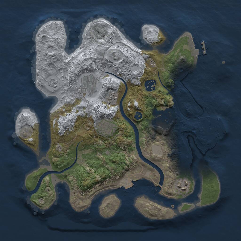 Rust Map: Procedural Map, Size: 3000, Seed: 2050972266, 11 Monuments