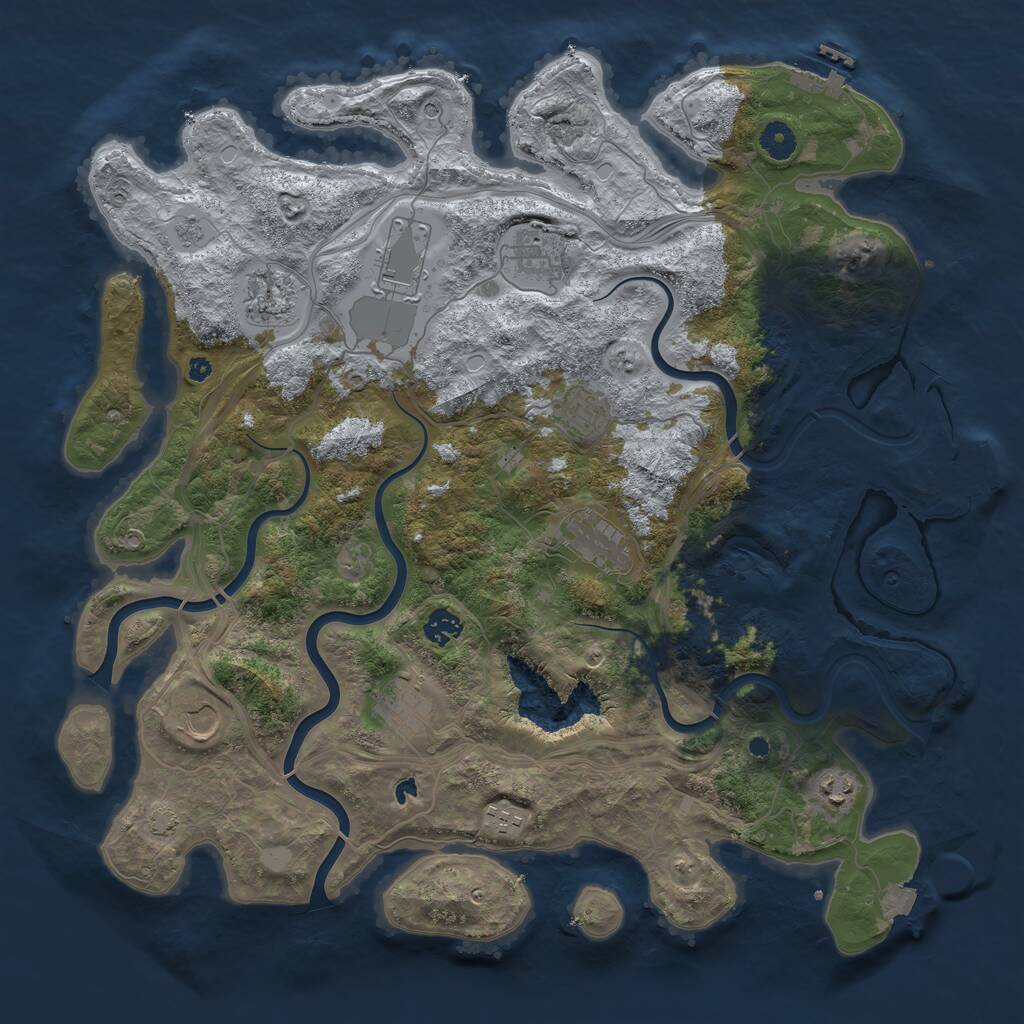 Rust Map: Procedural Map, Size: 4250, Seed: 43046110, 16 Monuments