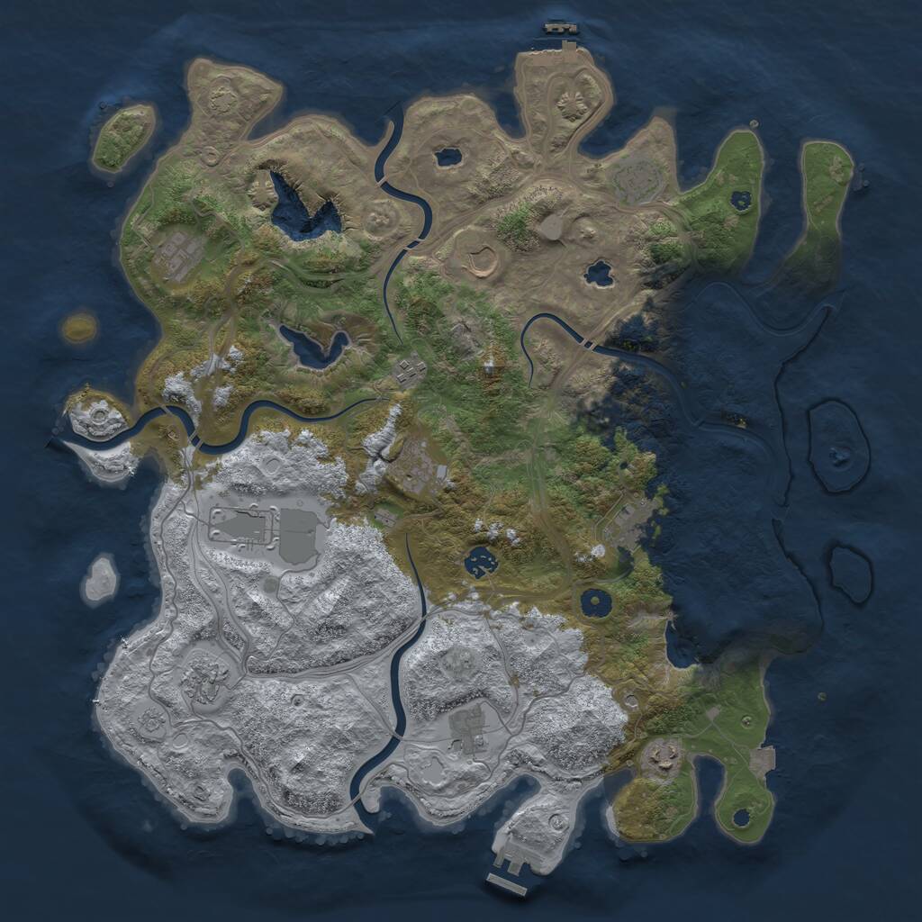 Rust Map: Procedural Map, Size: 4500, Seed: 2126496486, 17 Monuments