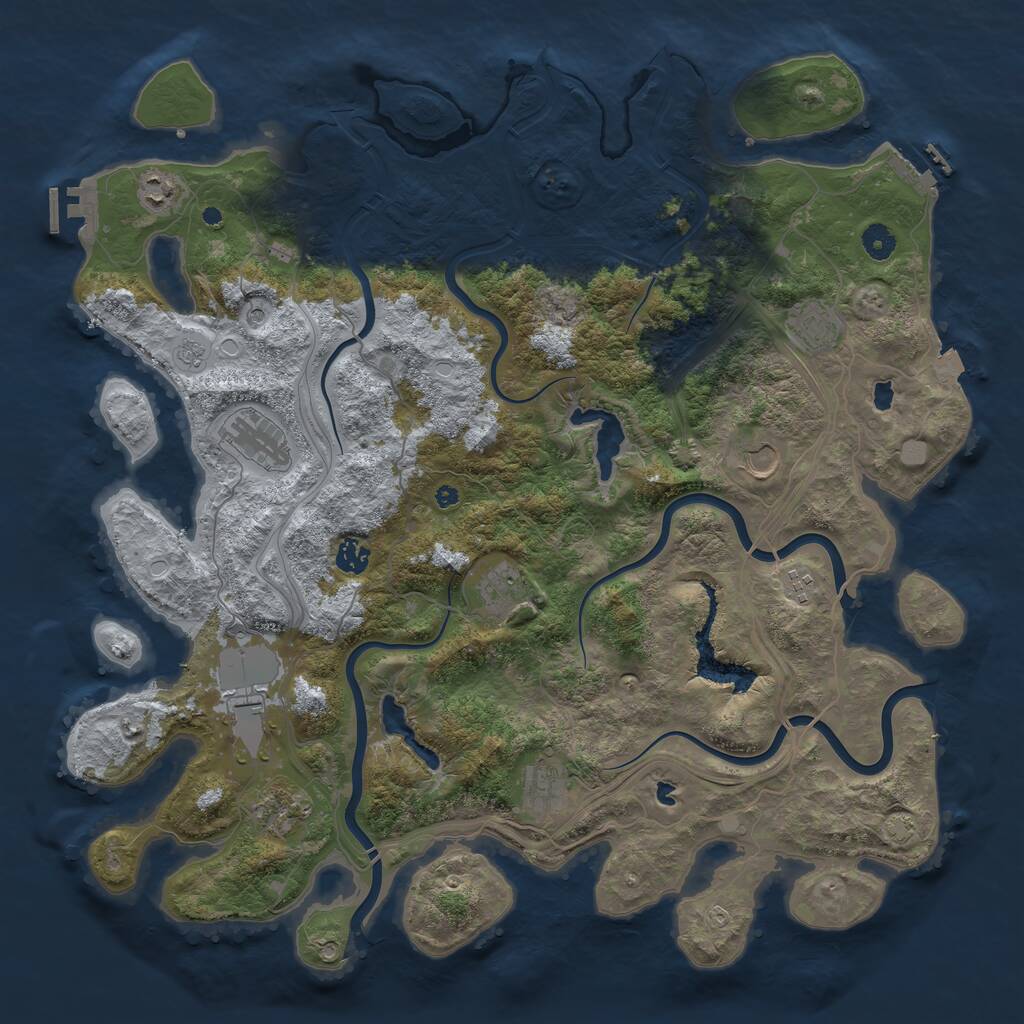 Rust Map: Procedural Map, Size: 4500, Seed: 636849437, 16 Monuments