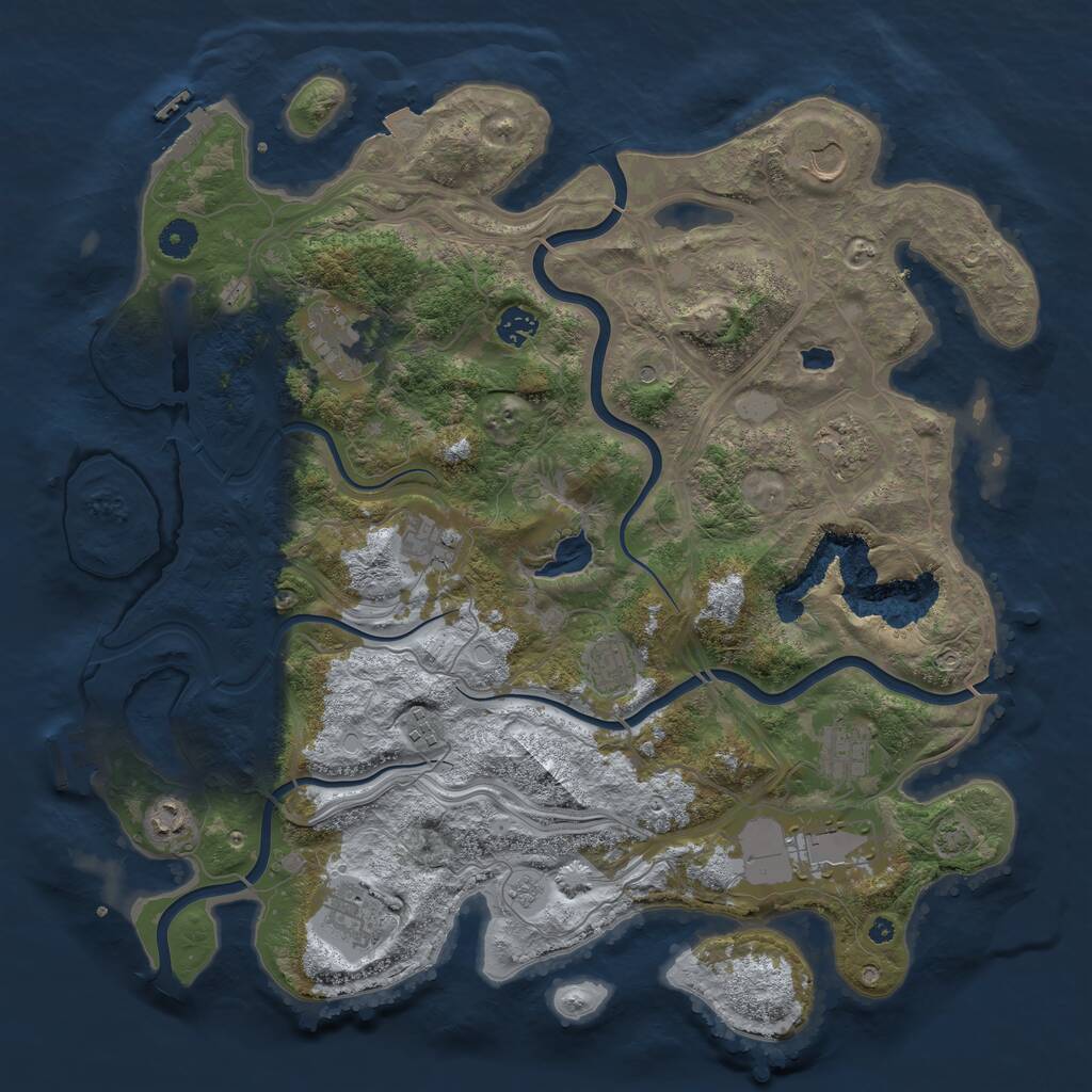 Rust Map: Procedural Map, Size: 4250, Seed: 163849208, 17 Monuments