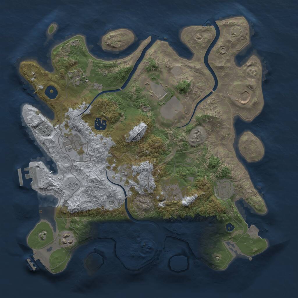 Rust Map: Procedural Map, Size: 3500, Seed: 1620469500, 15 Monuments