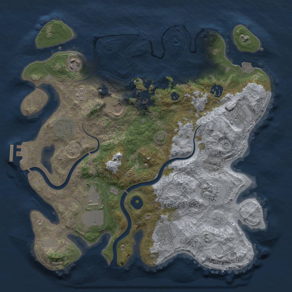 Rust Map: Procedural Map, Size: 3500, Seed: 1481156307, 14 Monuments