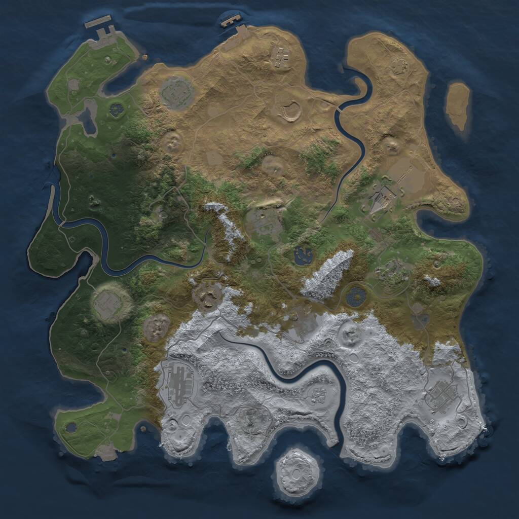 Rust Map: Procedural Map, Size: 3900, Seed: 93715523, 19 Monuments