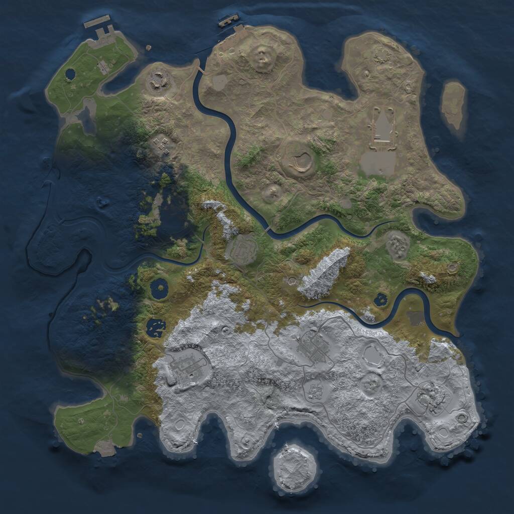 Rust Map: Procedural Map, Size: 3900, Seed: 93715523, 16 Monuments