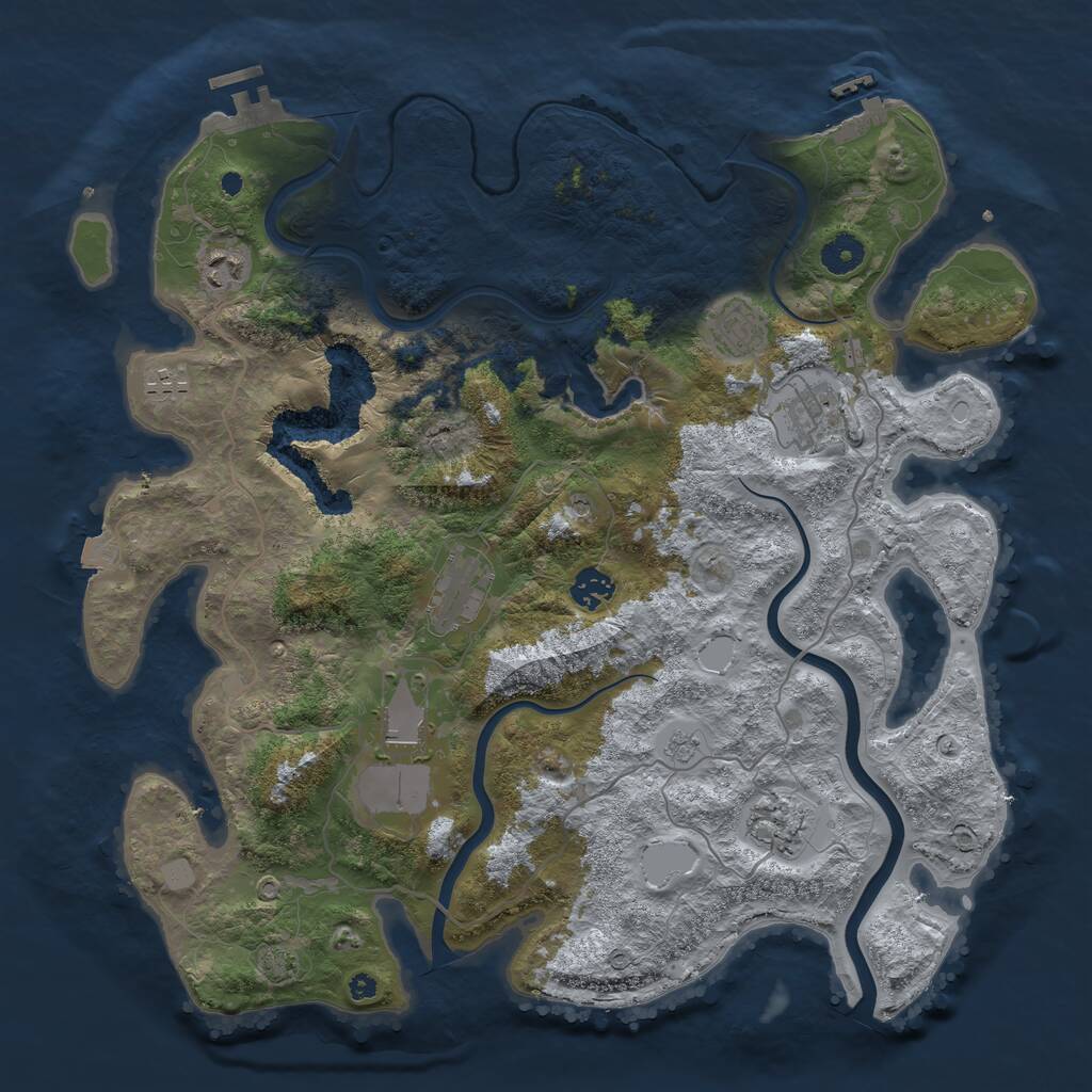 Rust Map: Procedural Map, Size: 4000, Seed: 444876364, 14 Monuments