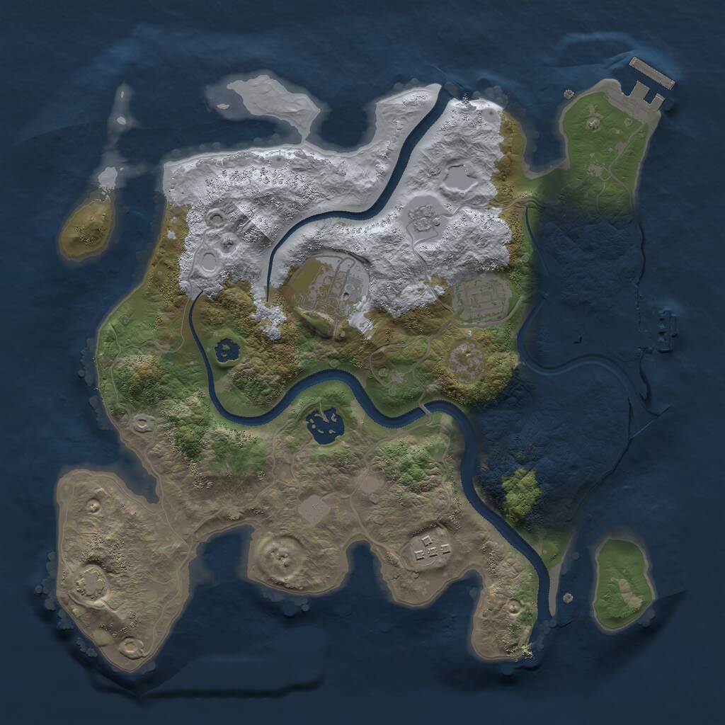 Rust Map: Procedural Map, Size: 3000, Seed: 243765, 9 Monuments
