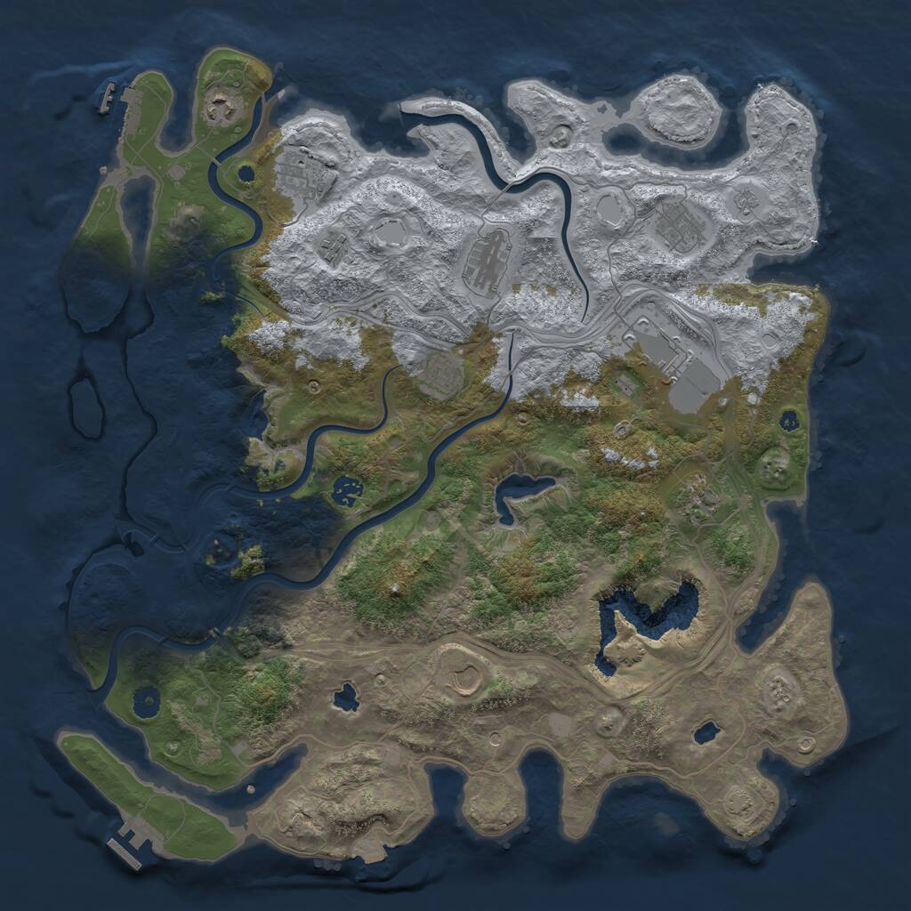 Rust Map: Procedural Map, Size: 4500, Seed: 1274218905, 16 Monuments