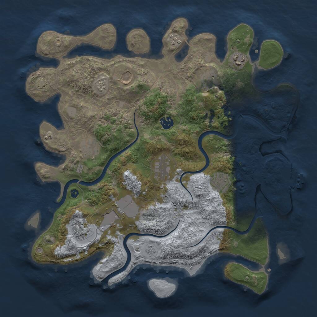 Rust Map: Procedural Map, Size: 3700, Seed: 1082444346, 15 Monuments