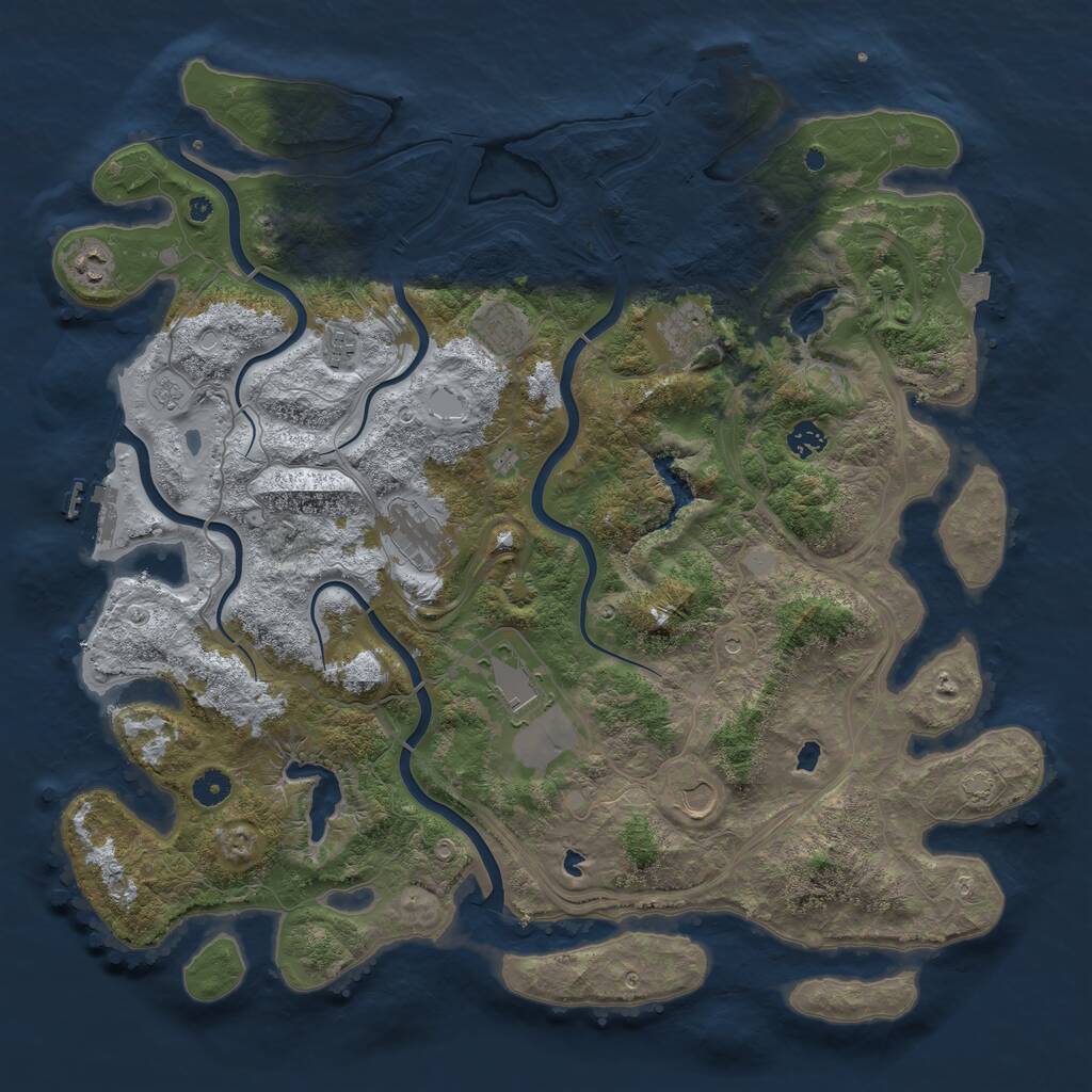 Rust Map: Procedural Map, Size: 4500, Seed: 1103745674, 14 Monuments