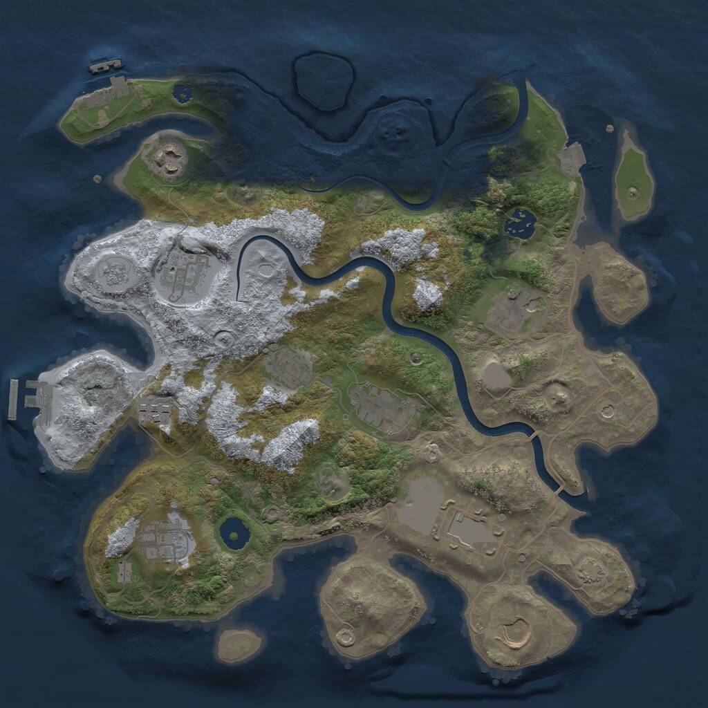 Rust Map: Procedural Map, Size: 3500, Seed: 1004684239, 16 Monuments
