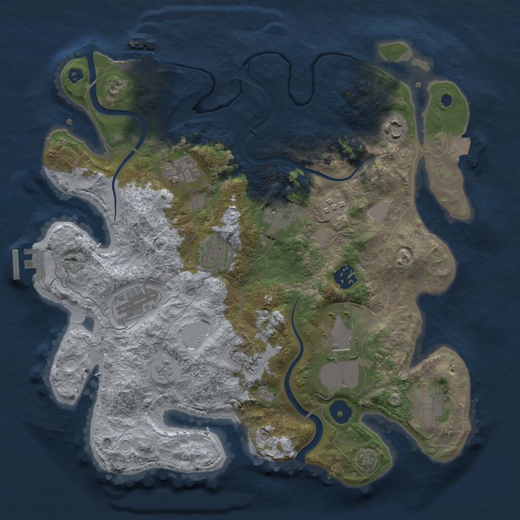 Rust Map: Procedural Map, Size: 3500, Seed: 457511069, 16 Monuments