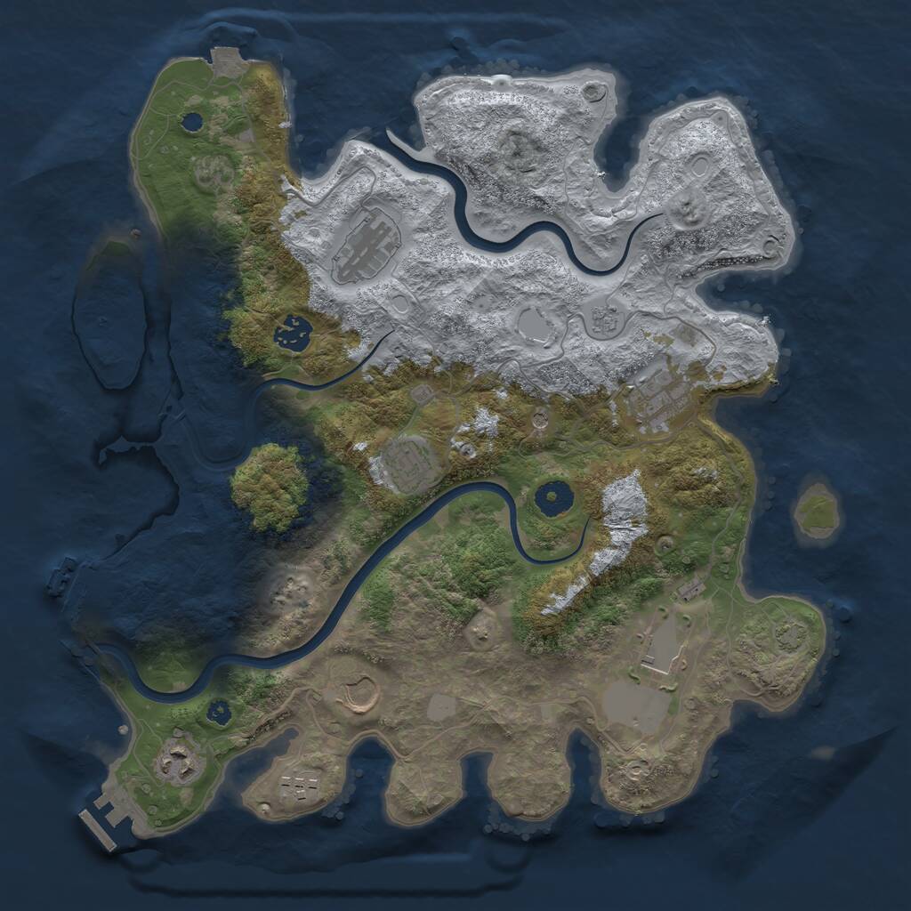 Rust Map: Procedural Map, Size: 3750, Seed: 1111318599, 14 Monuments