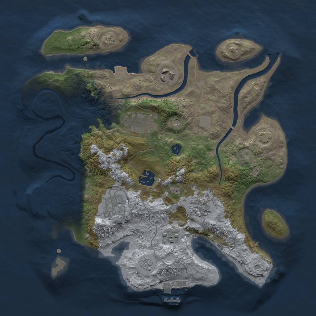 Rust Map: Procedural Map, Size: 3000, Seed: 998720287, 12 Monuments