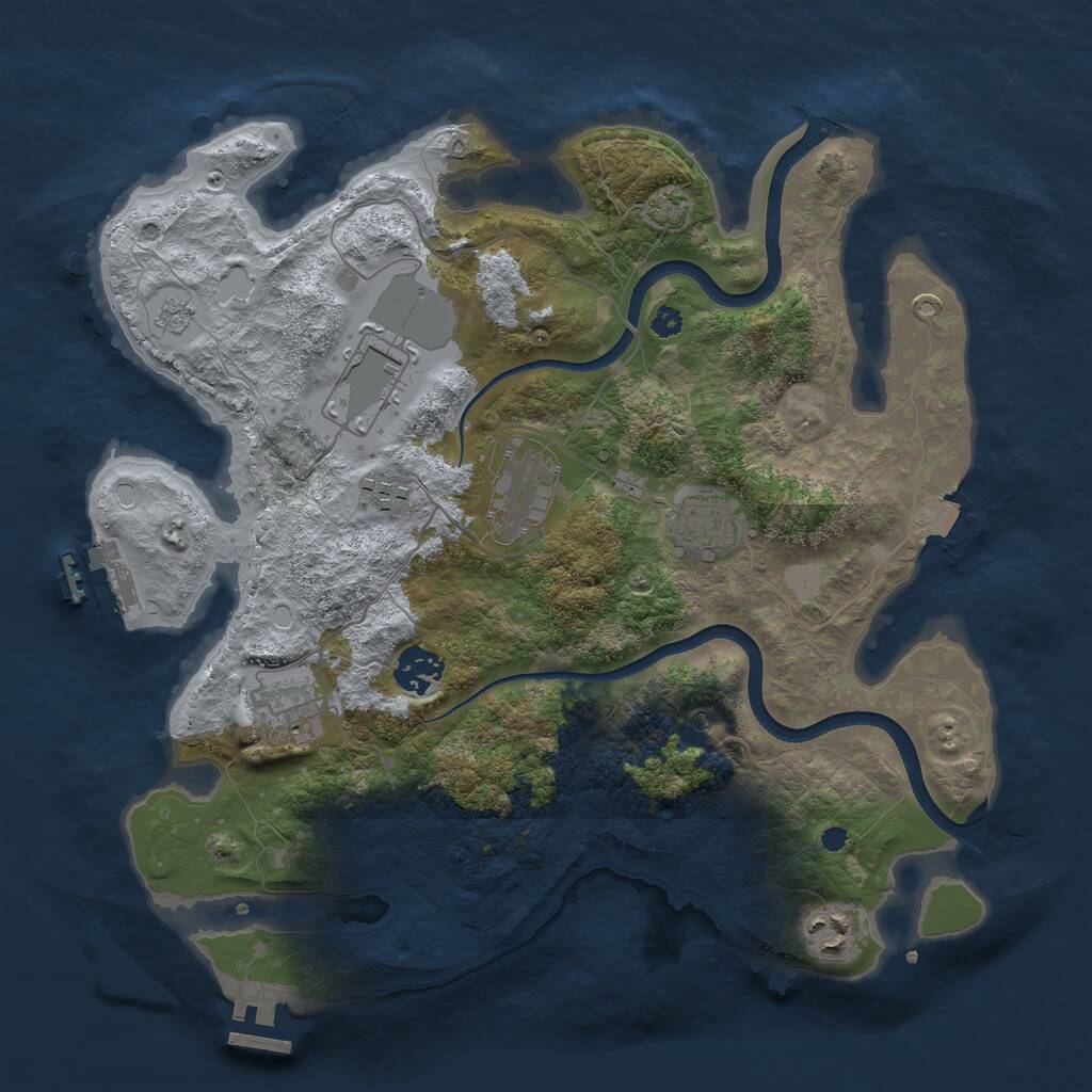 Rust Map: Procedural Map, Size: 3500, Seed: 20774, 13 Monuments