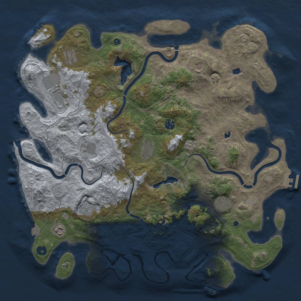 Rust Map: Procedural Map, Size: 4500, Seed: 520025976, 16 Monuments