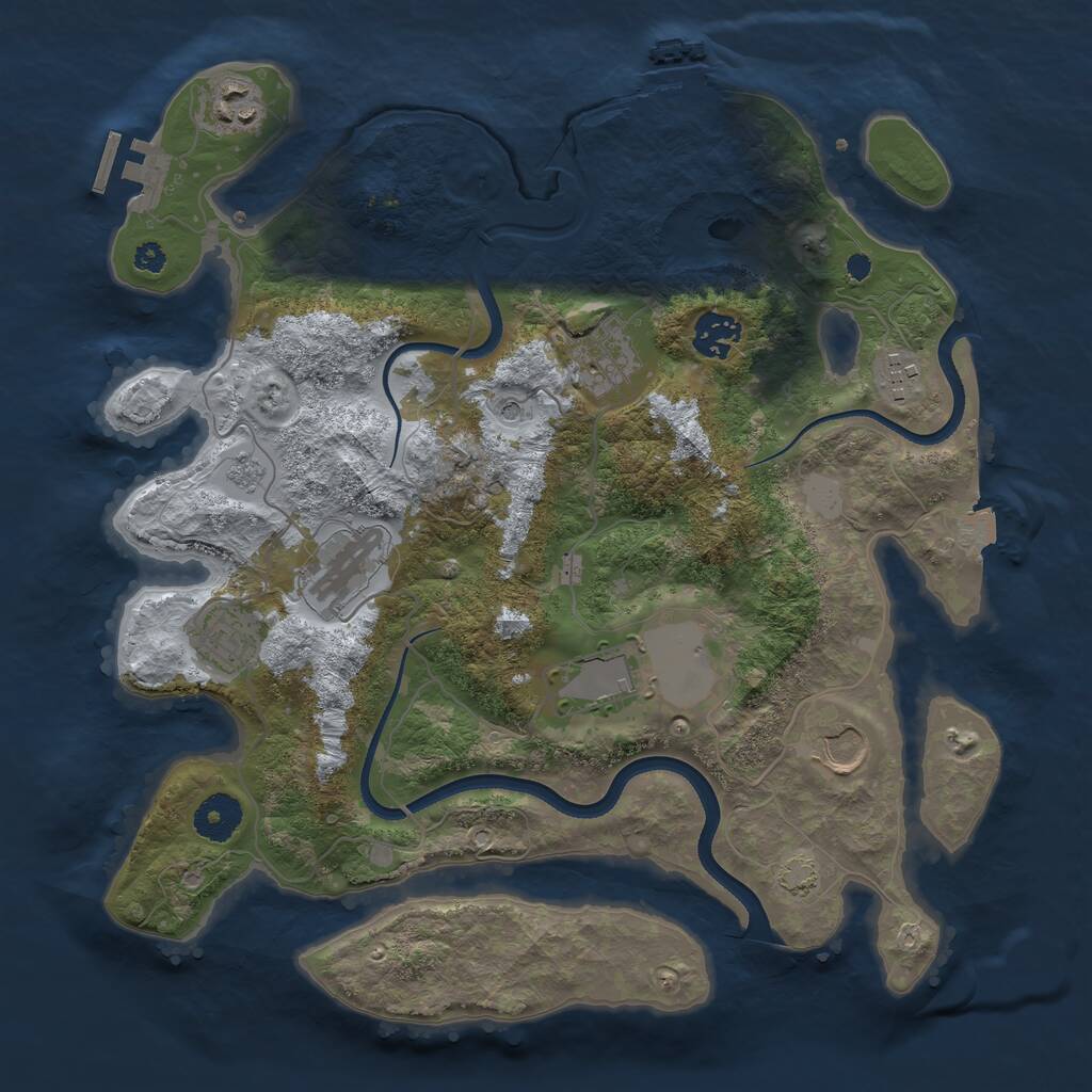 Rust Map: Procedural Map, Size: 3500, Seed: 994130451, 14 Monuments