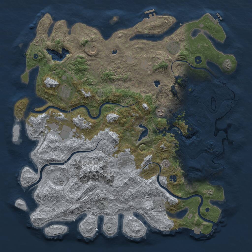 Rust Map: Procedural Map, Size: 5000, Seed: 52824315, 17 Monuments