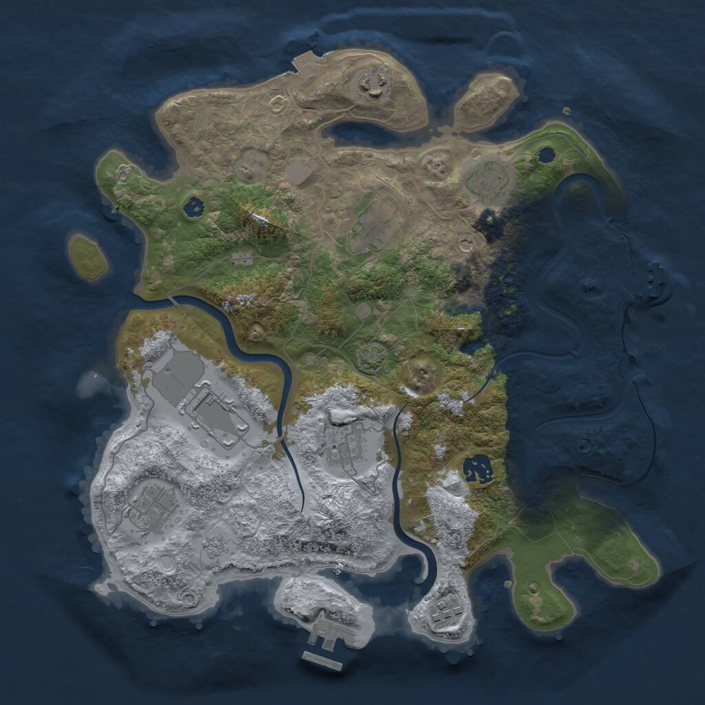 Rust Map: Procedural Map, Size: 3500, Seed: 1896830003, 14 Monuments