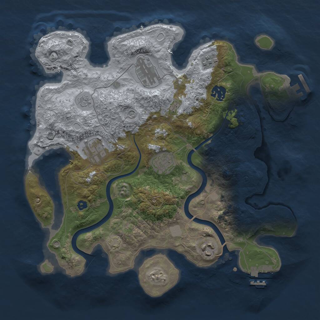 Rust Map: Procedural Map, Size: 3200, Seed: 33953, 12 Monuments