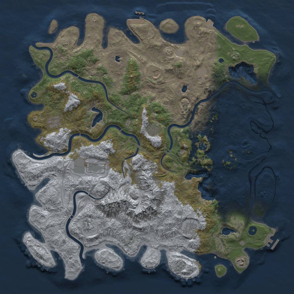 Rust Map: Procedural Map, Size: 5000, Seed: 489976446, 16 Monuments